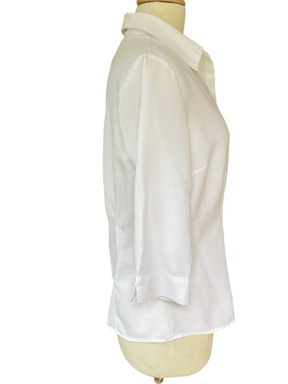 Fred David Button Down Tailored Shirt White ¾ Sleeve Minimalist Office Capsule-M - Picture 4 of 9